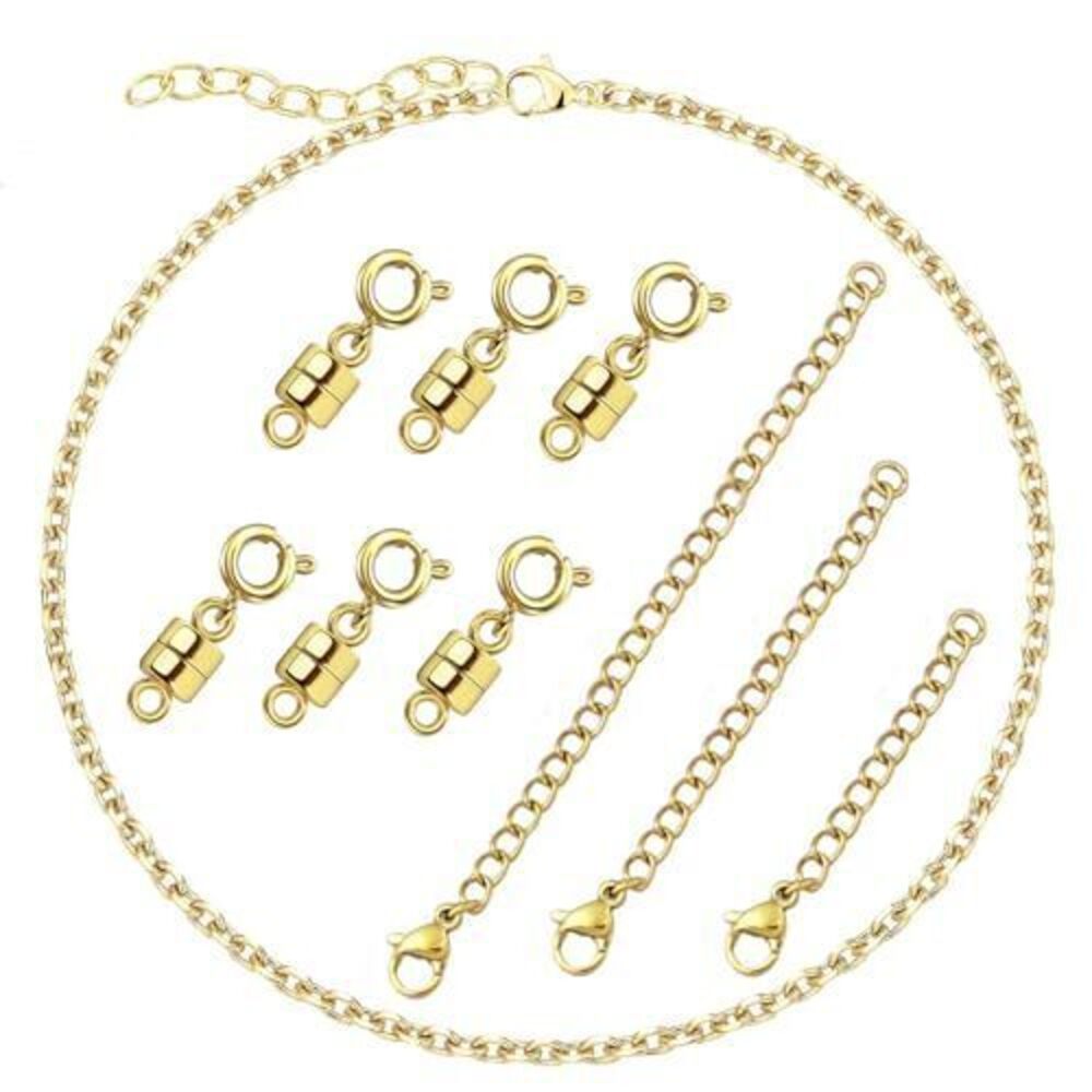 2396 Dainty Gold Necklace Sets Includes 6Pcs14k Magnetic Necklace Clasp